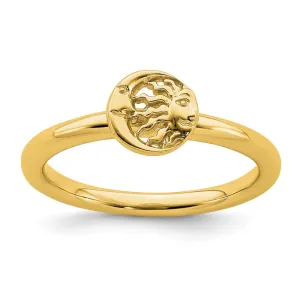 Sterling Silver Stackable Expressions Yellow-plated Sun/Moon Ring | QSK1942