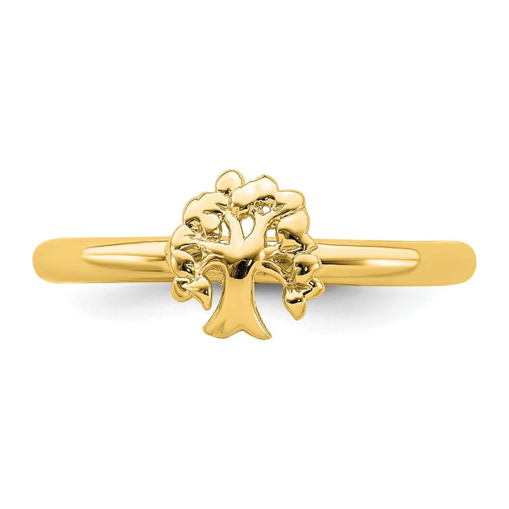 Sterling Silver Stackable Expressions Yellow-plated Tree Ring | QSK1976