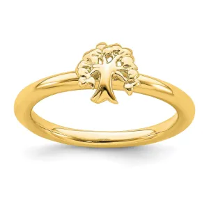 Sterling Silver Stackable Expressions Yellow-plated Tree Ring | QSK1976