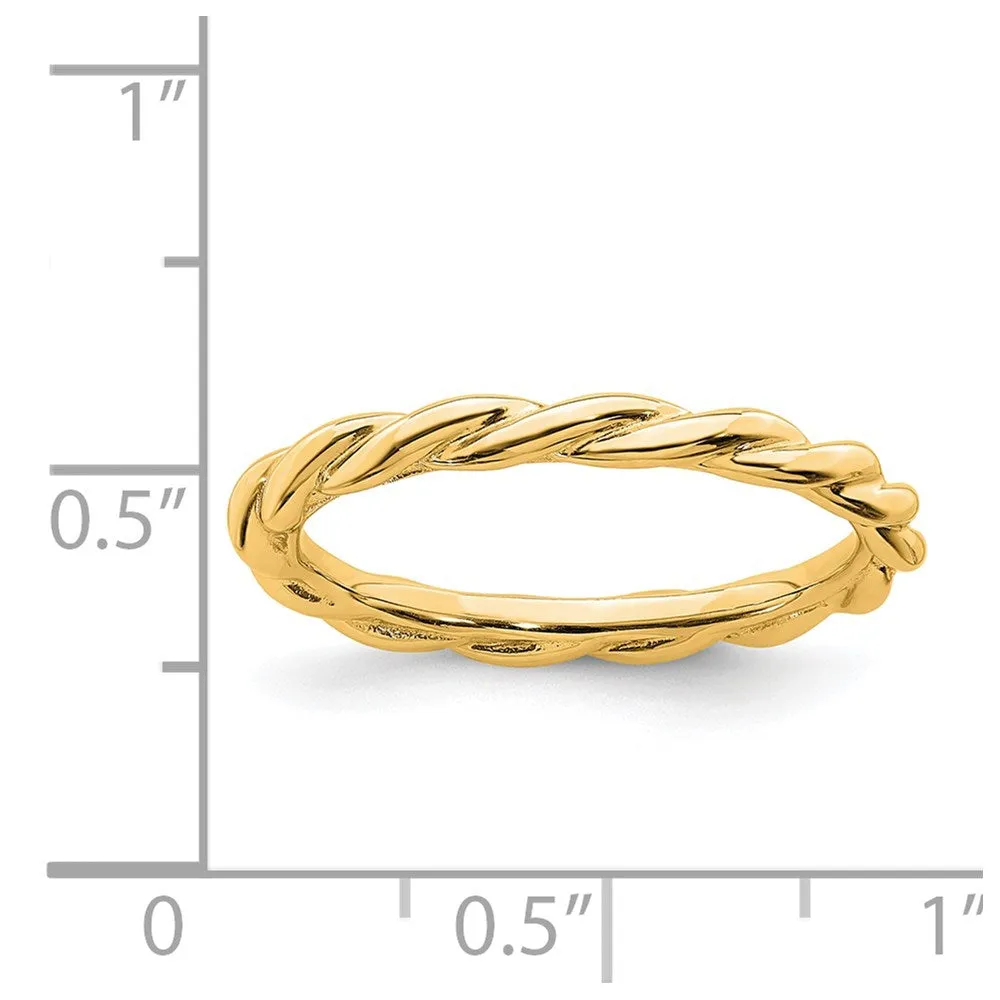 Sterling Silver Stackable Expressions Yellow-plated Twist Ring | QSK2006