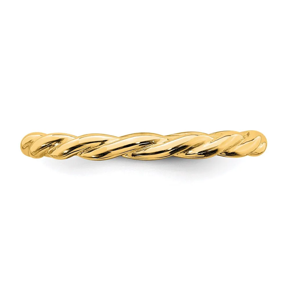 Sterling Silver Stackable Expressions Yellow-plated Twist Ring | QSK2006