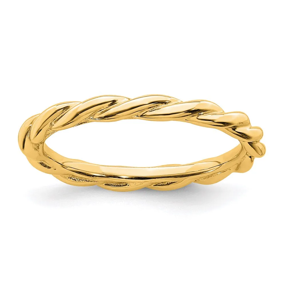 Sterling Silver Stackable Expressions Yellow-plated Twist Ring | QSK2006