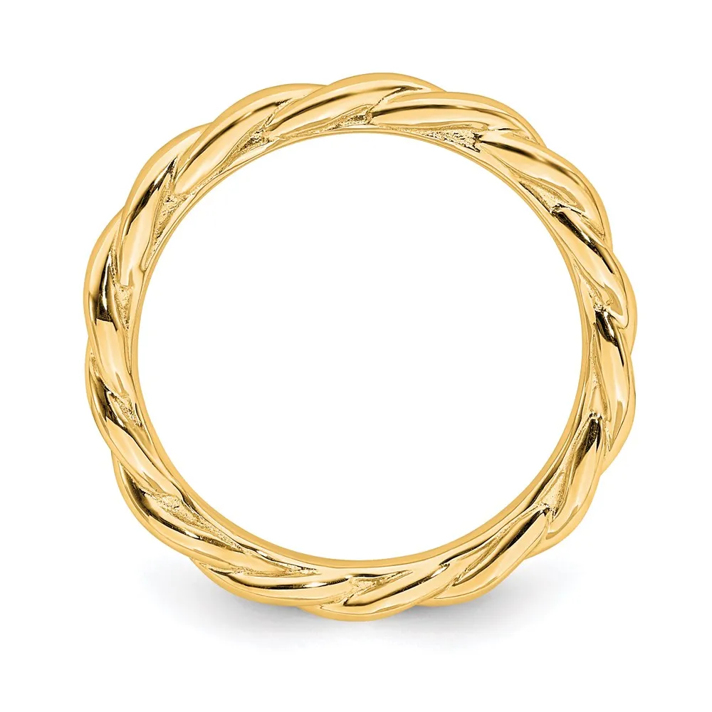 Sterling Silver Stackable Expressions Yellow-plated Twist Ring | QSK2006