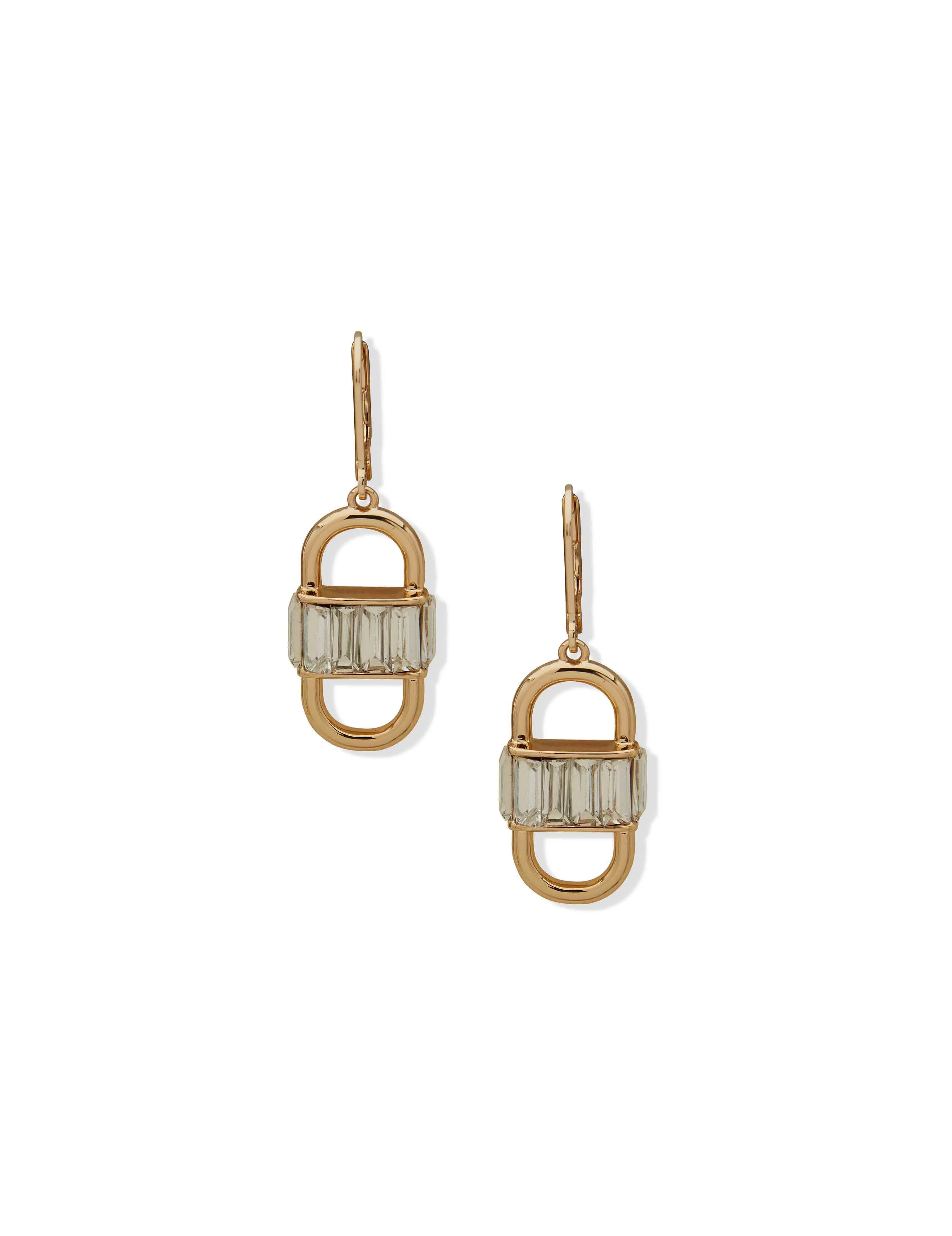 Stone Baguette Openwork Oval Drop Earrings
