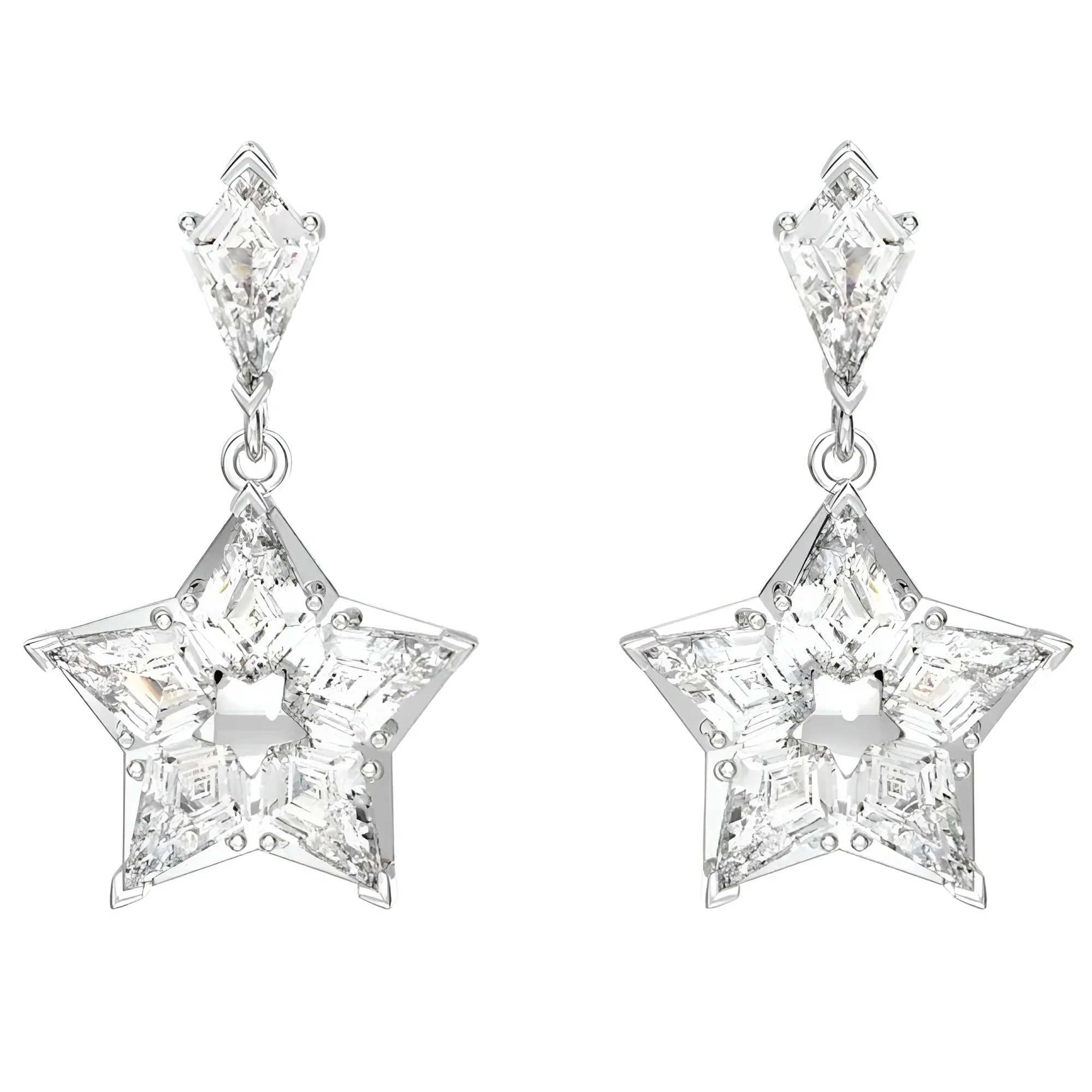 Swarovski Women's Drop Earrings - Stella Kite Cut Star White Rhodium Plated | 5652002