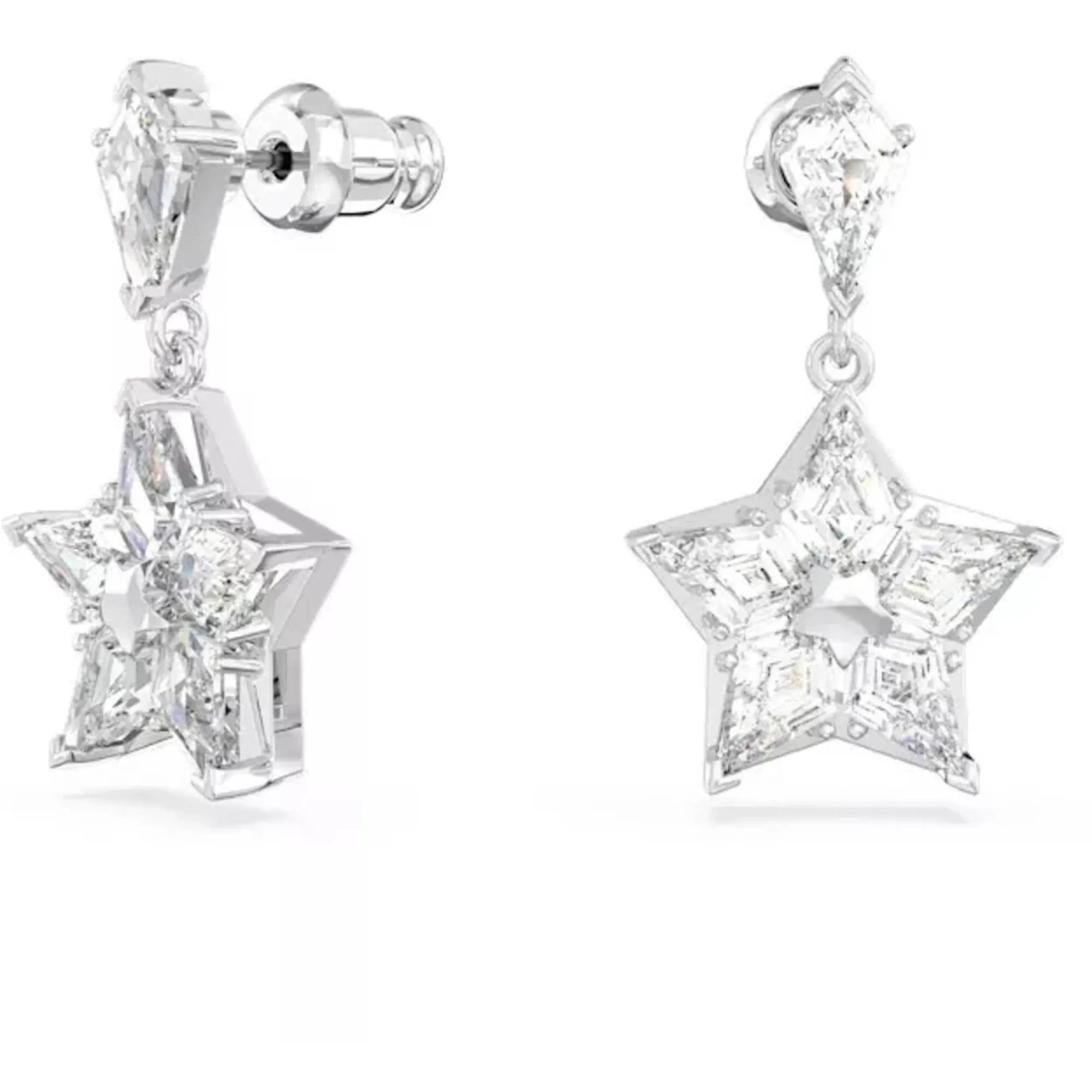 Swarovski Women's Drop Earrings - Stella Kite Cut Star White Rhodium Plated | 5652002