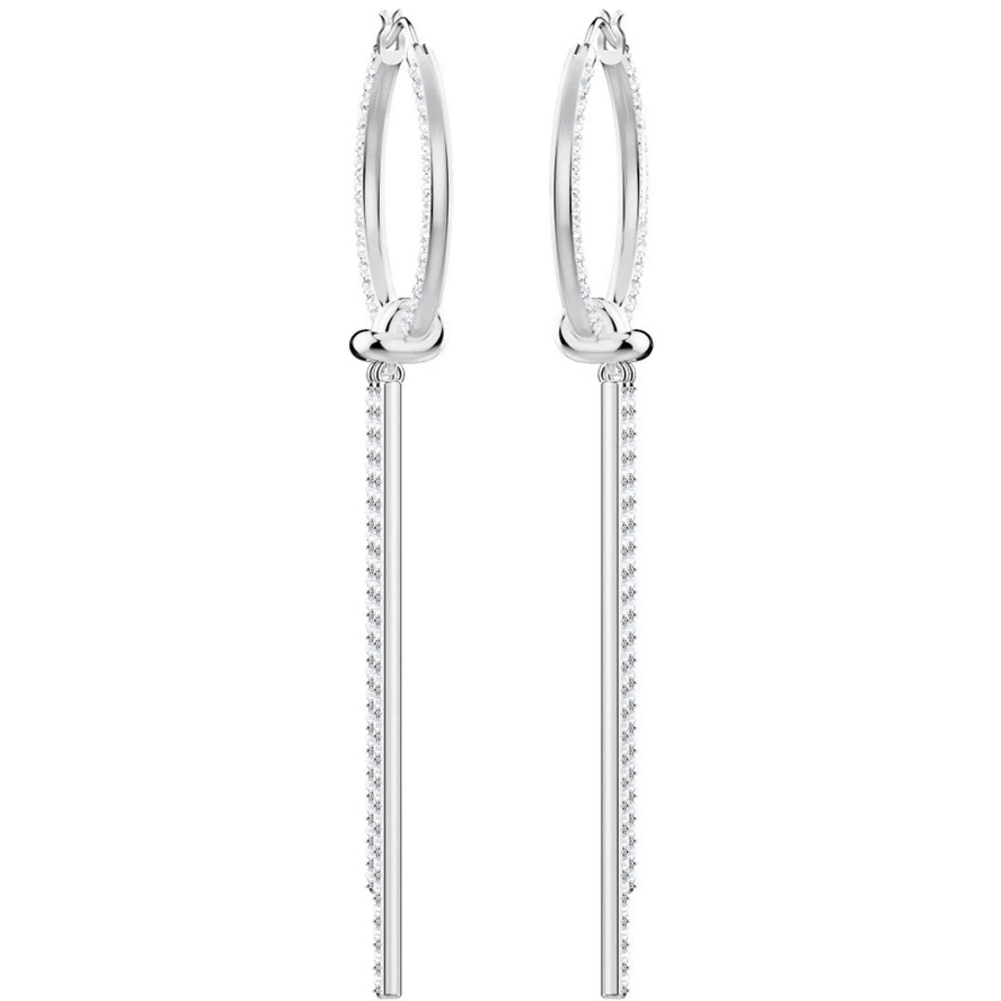 Swarovski Women's Earrings - Lifelong Crystal Rhodium Plated Hoop Pierced | 5392184