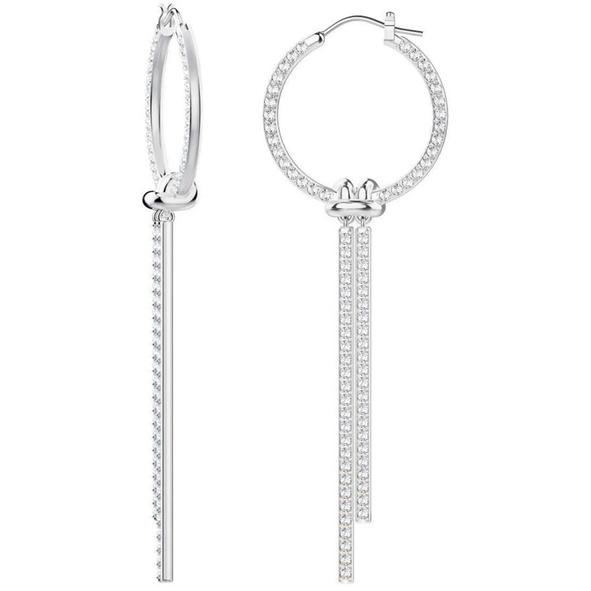 Swarovski Women's Earrings - Lifelong Crystal Rhodium Plated Hoop Pierced | 5392184
