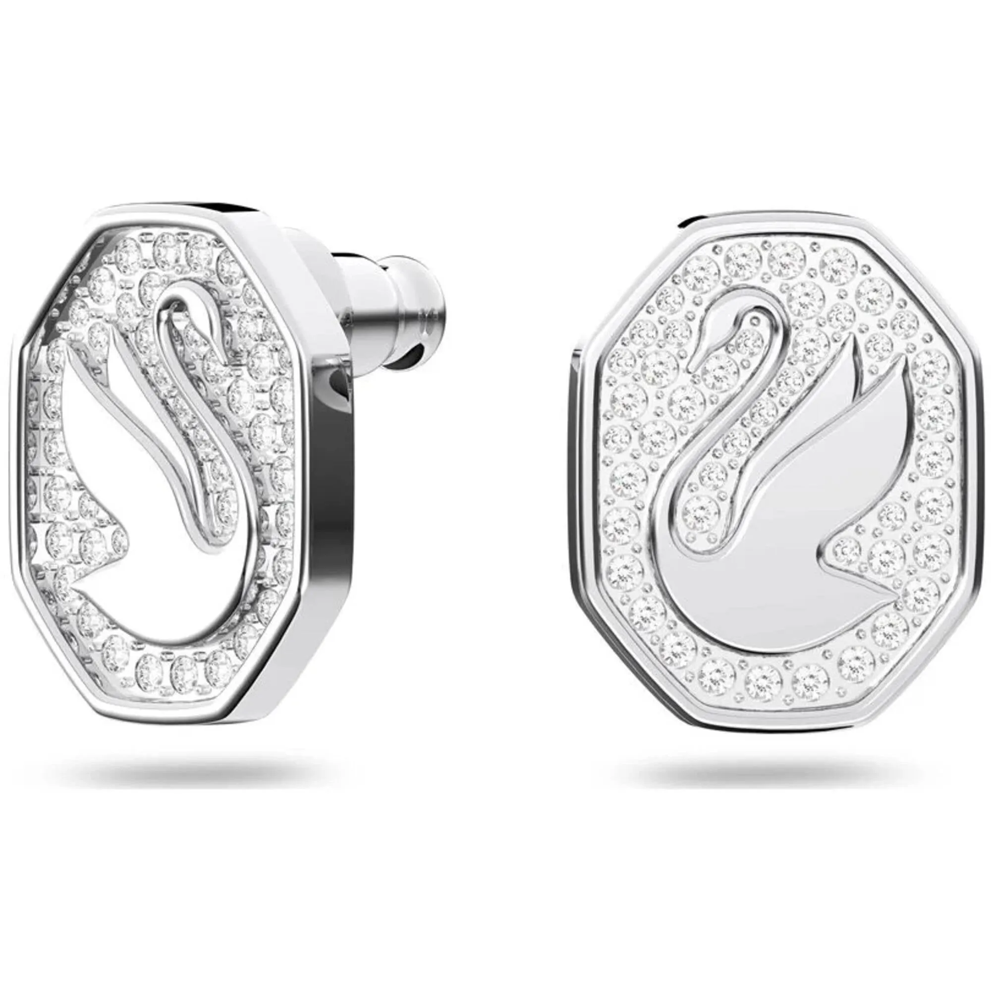 Swarovski Women's Stud Earrings - Signum Swan Rhodium Plated White Crystal | 5621097