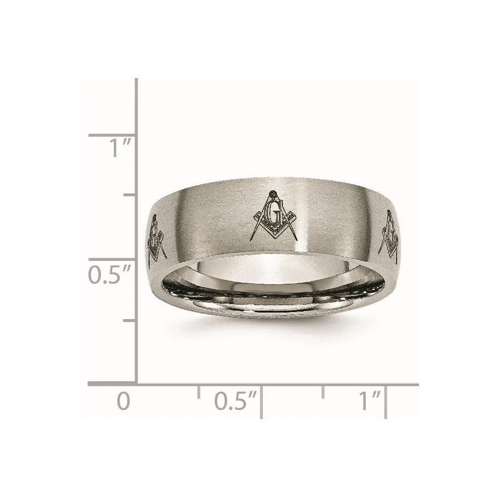 Titanium 8mm Laser Design Brushed Band | TB26M