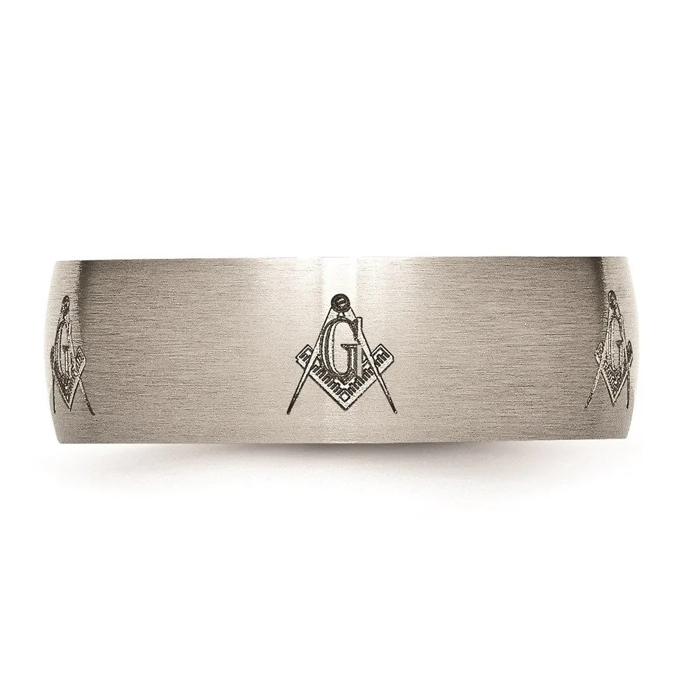 Titanium 8mm Laser Design Brushed Band | TB26M
