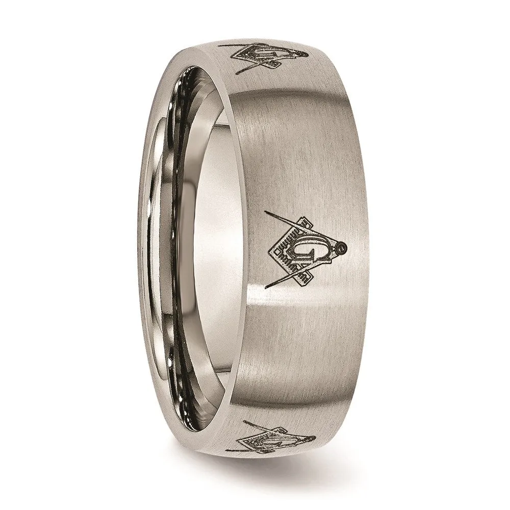 Titanium 8mm Laser Design Brushed Band | TB26M