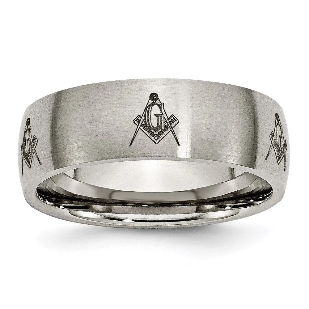 Titanium 8mm Laser Design Brushed Band | TB26M