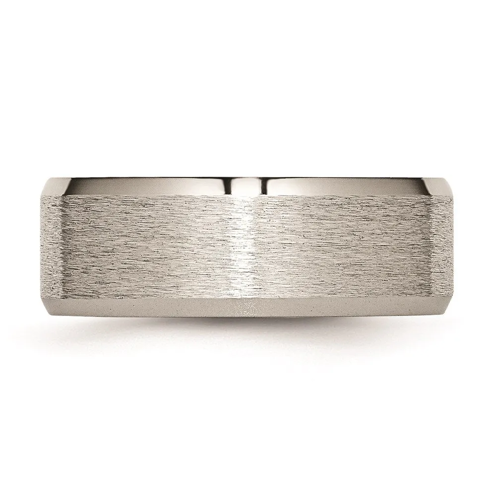 Titanium Beveled Edge 8mm Satin and Brushed Band | TB13