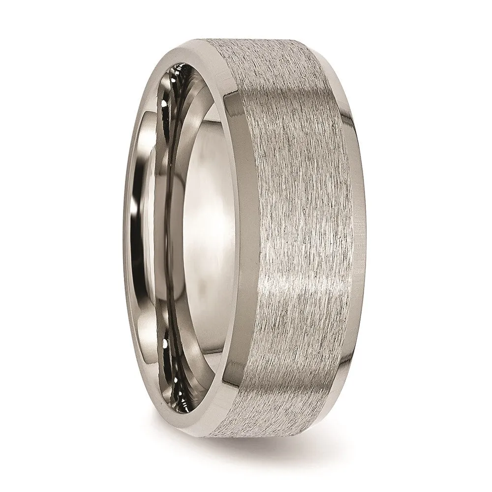 Titanium Beveled Edge 8mm Satin and Brushed Band | TB13