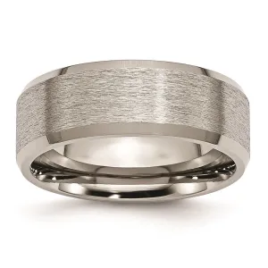 Titanium Beveled Edge 8mm Satin and Brushed Band | TB13