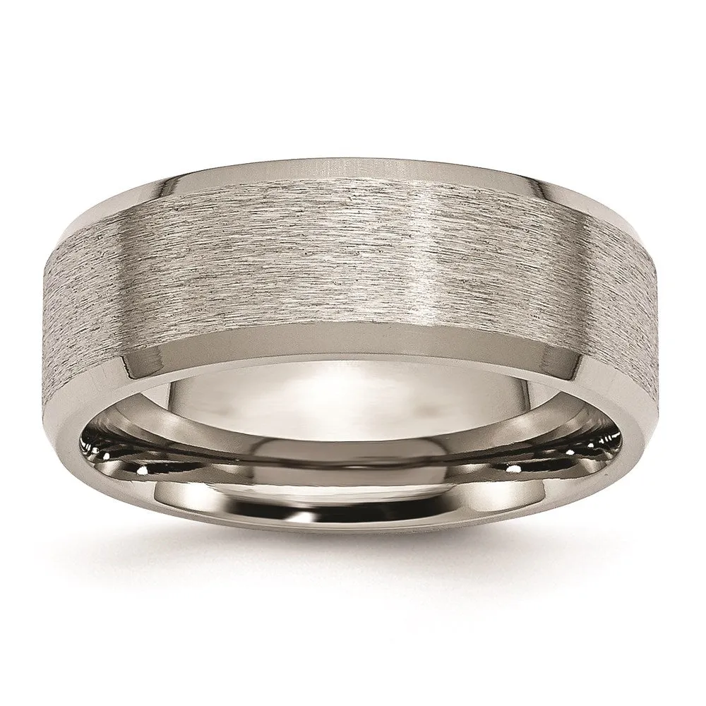 Titanium Beveled Edge 8mm Satin and Brushed Band | TB13