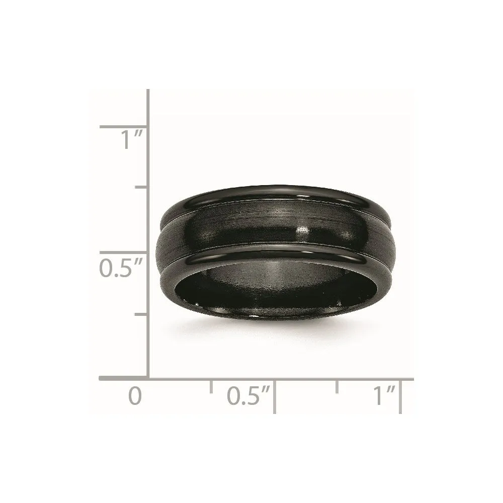 Titanium Black Ti Brushed and Polished Domed 8mm Band | TB395