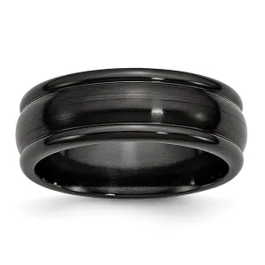 Titanium Black Ti Brushed and Polished Domed 8mm Band | TB395