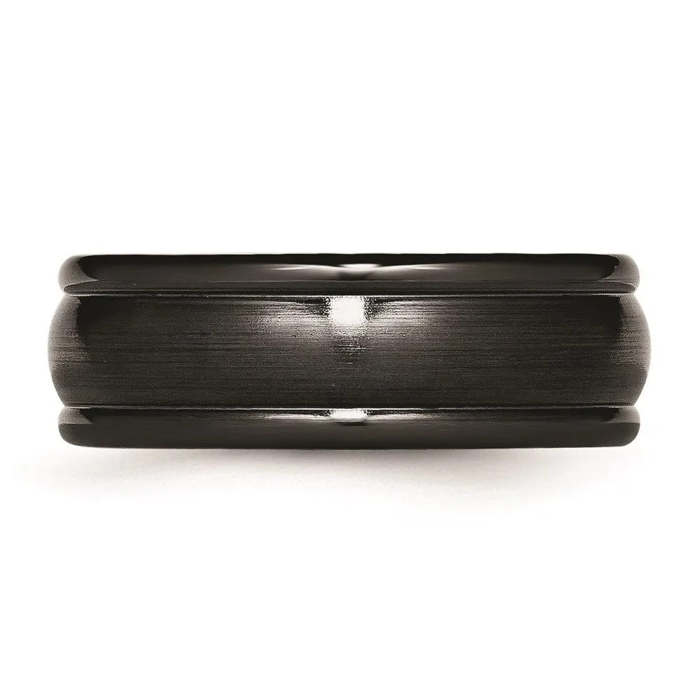 Titanium Black Ti Brushed and Polished Domed 8mm Band | TB395