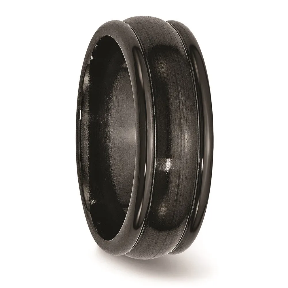 Titanium Black Ti Brushed and Polished Domed 8mm Band | TB395
