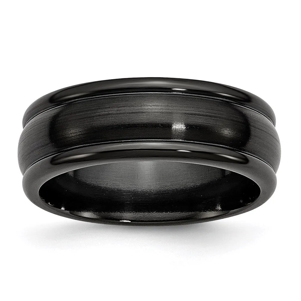 Titanium Black Ti Brushed and Polished Domed 8mm Band | TB395