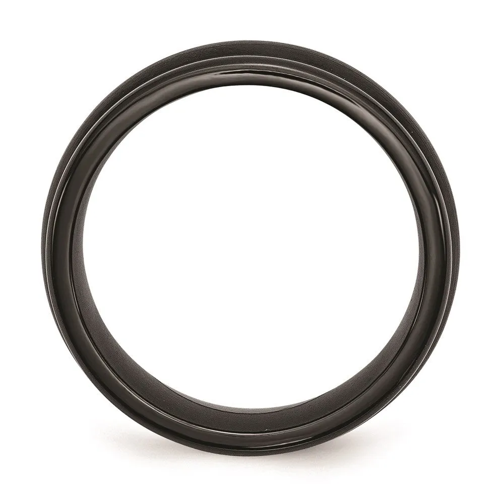 Titanium Black Ti Brushed and Polished Domed 8mm Band | TB395