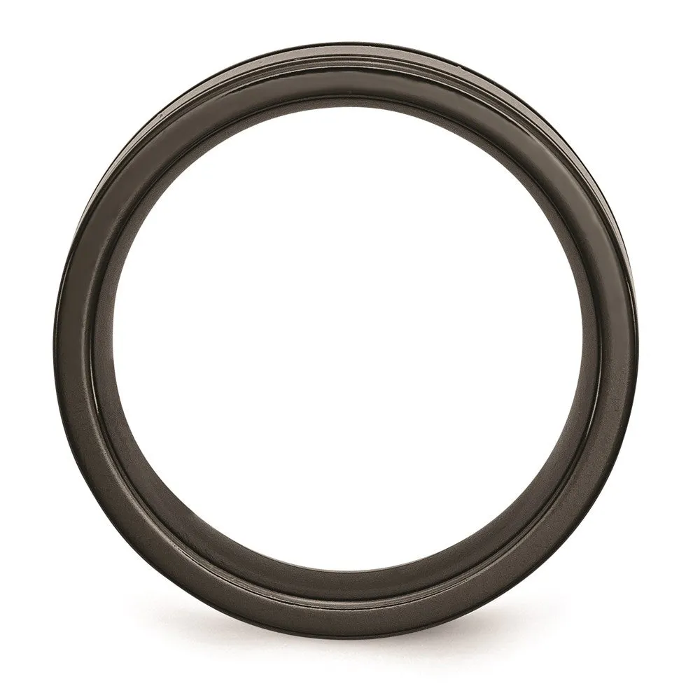 Titanium Black Ti with Blue Anodized Grooves 8mm Polished Band | TB398