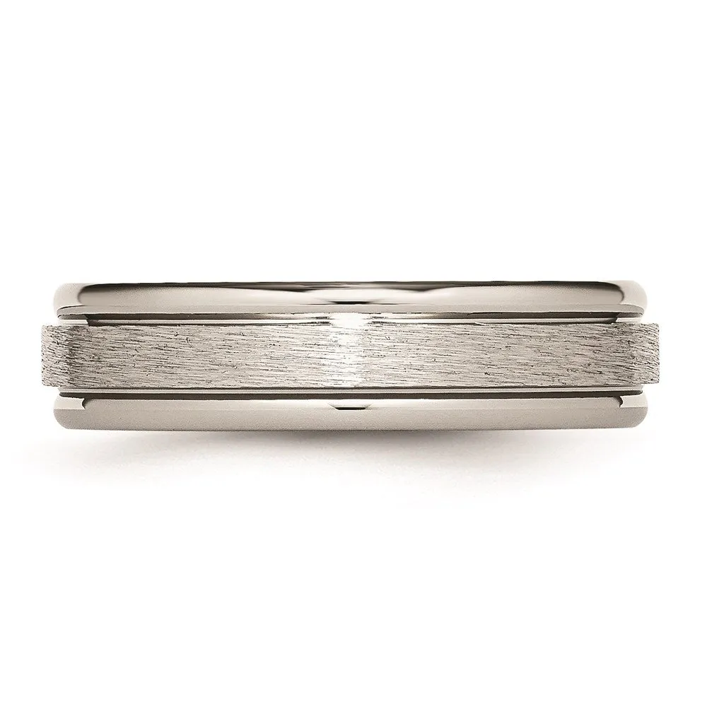 Titanium Grooved Edge 6mm Brushed and Polished Band | TB14