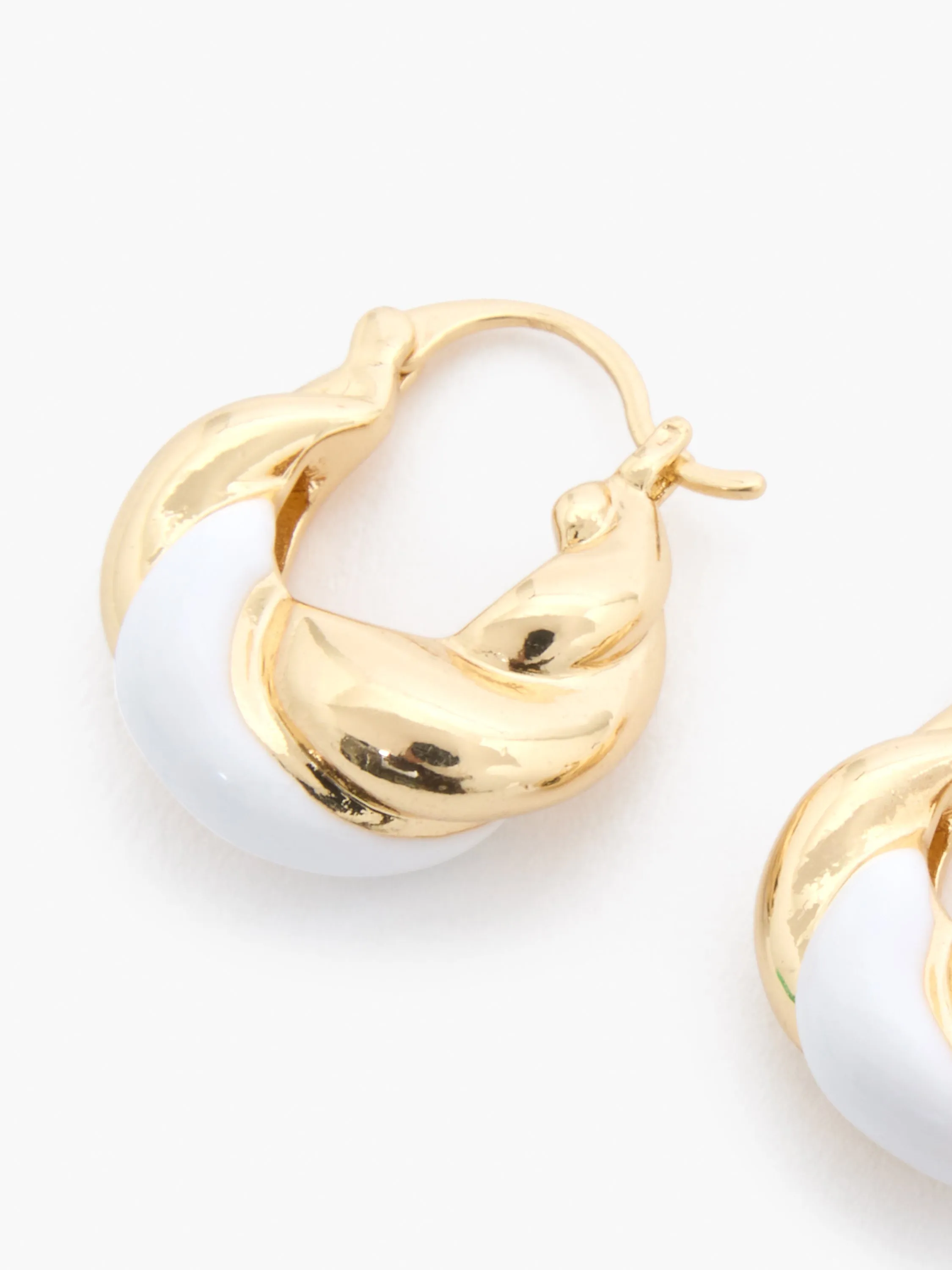 Two Tone Twisted Huggie Hoop Earrings