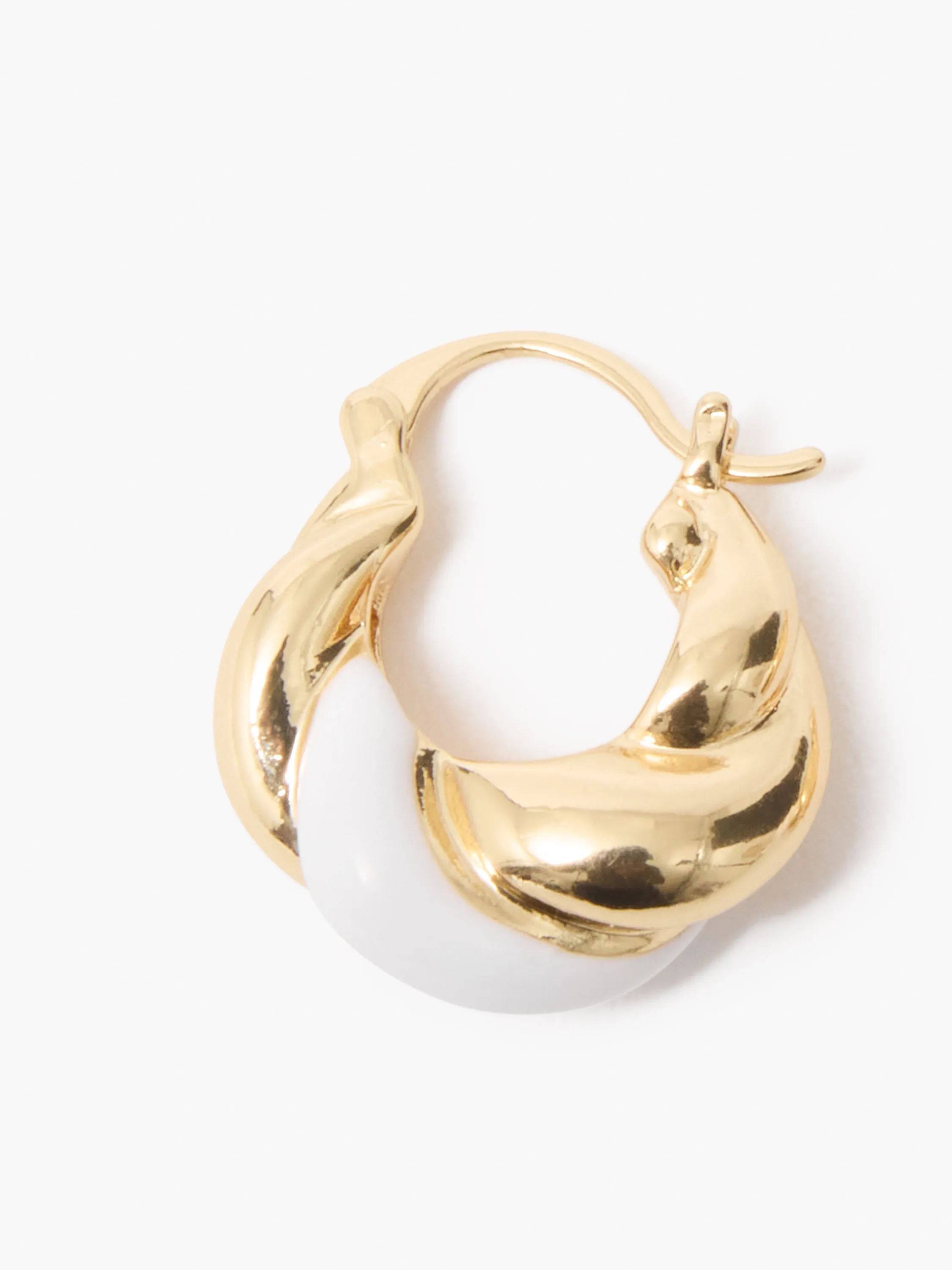 Two Tone Twisted Huggie Hoop Earrings