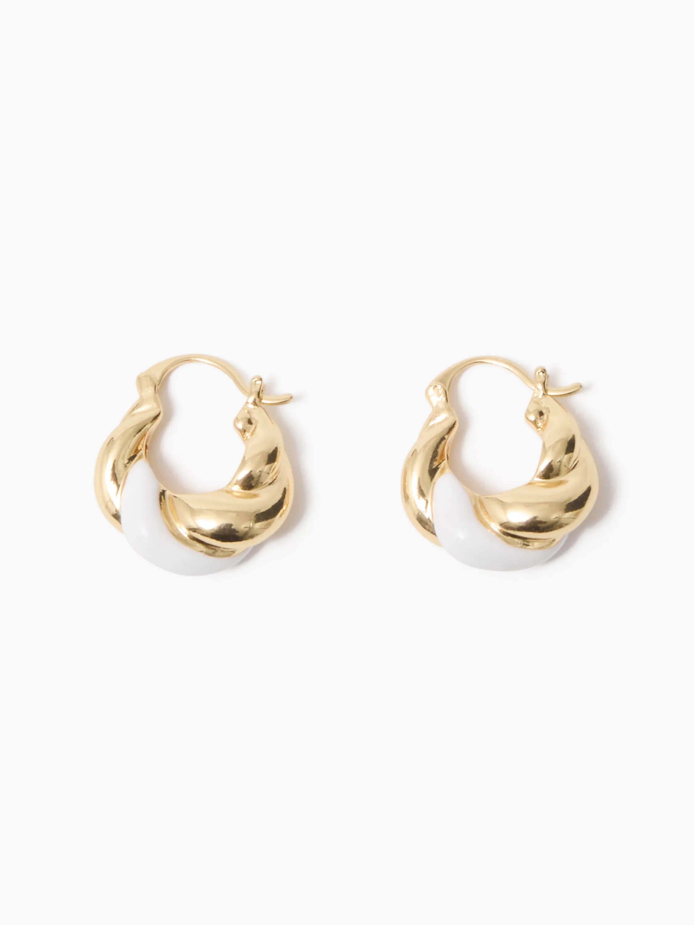 Two Tone Twisted Huggie Hoop Earrings