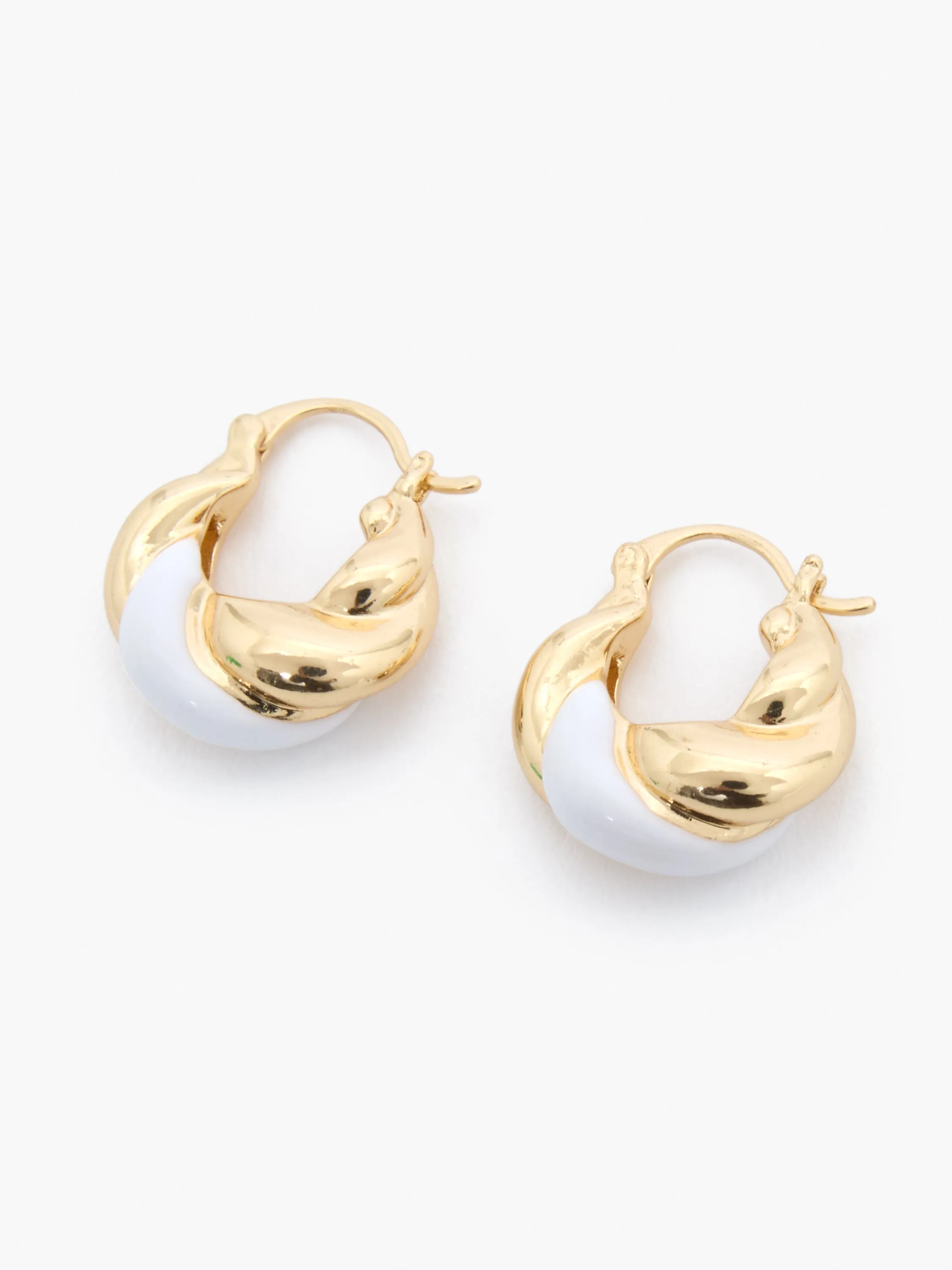 Two Tone Twisted Huggie Hoop Earrings