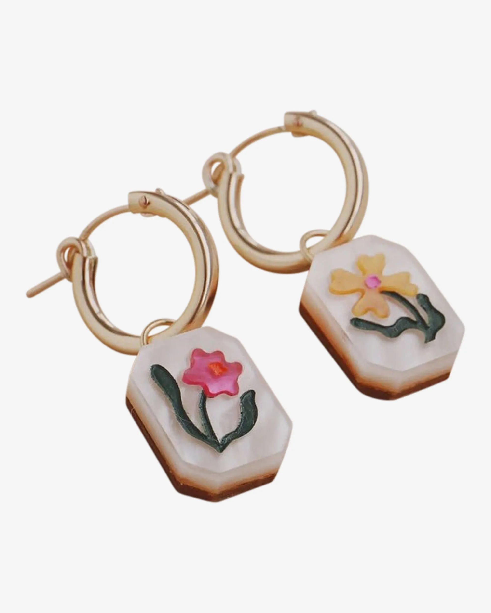Wolf & Moon Wildflower Charm Hoops