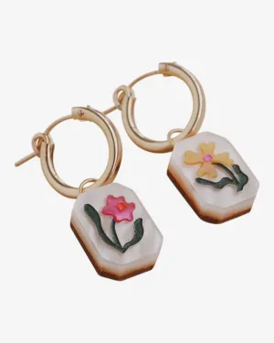 Wolf & Moon Wildflower Charm Hoops