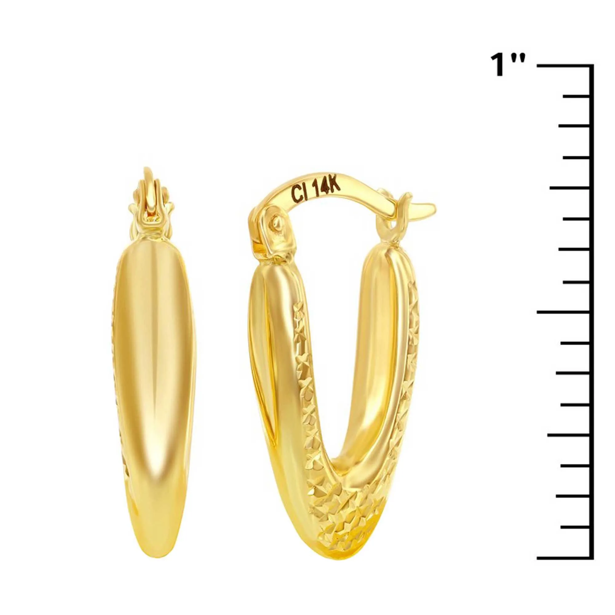 Women's Earrings - 14K Yellow Gold Oval D-C 20x10mm Hoop | 14A-116