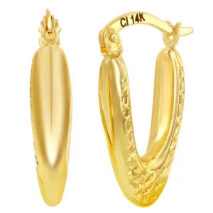 Women's Earrings - 14K Yellow Gold Oval D-C 20x10mm Hoop | 14A-116